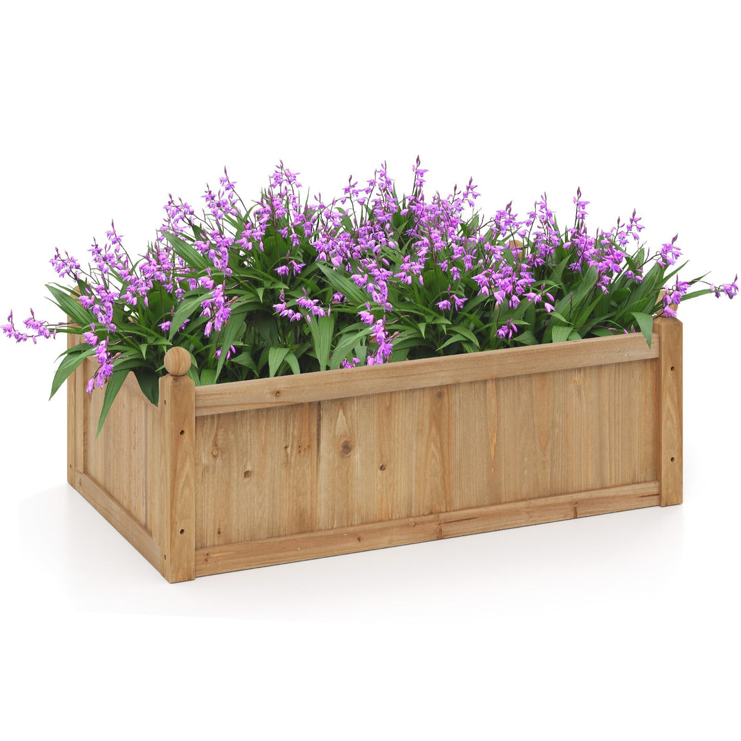 Wood Raised Garden Bed, 46” x 24” x 16” Rectangular Flower Box w/Drainage Holes