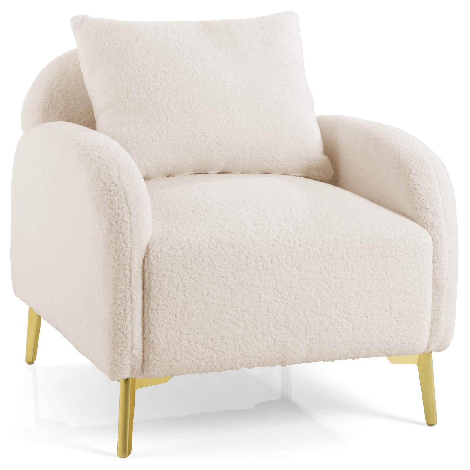 Giantex Accent Chair, Upholstered Armchair with Removable Pillow, Soft Padded Seat & Stable Metal Legs