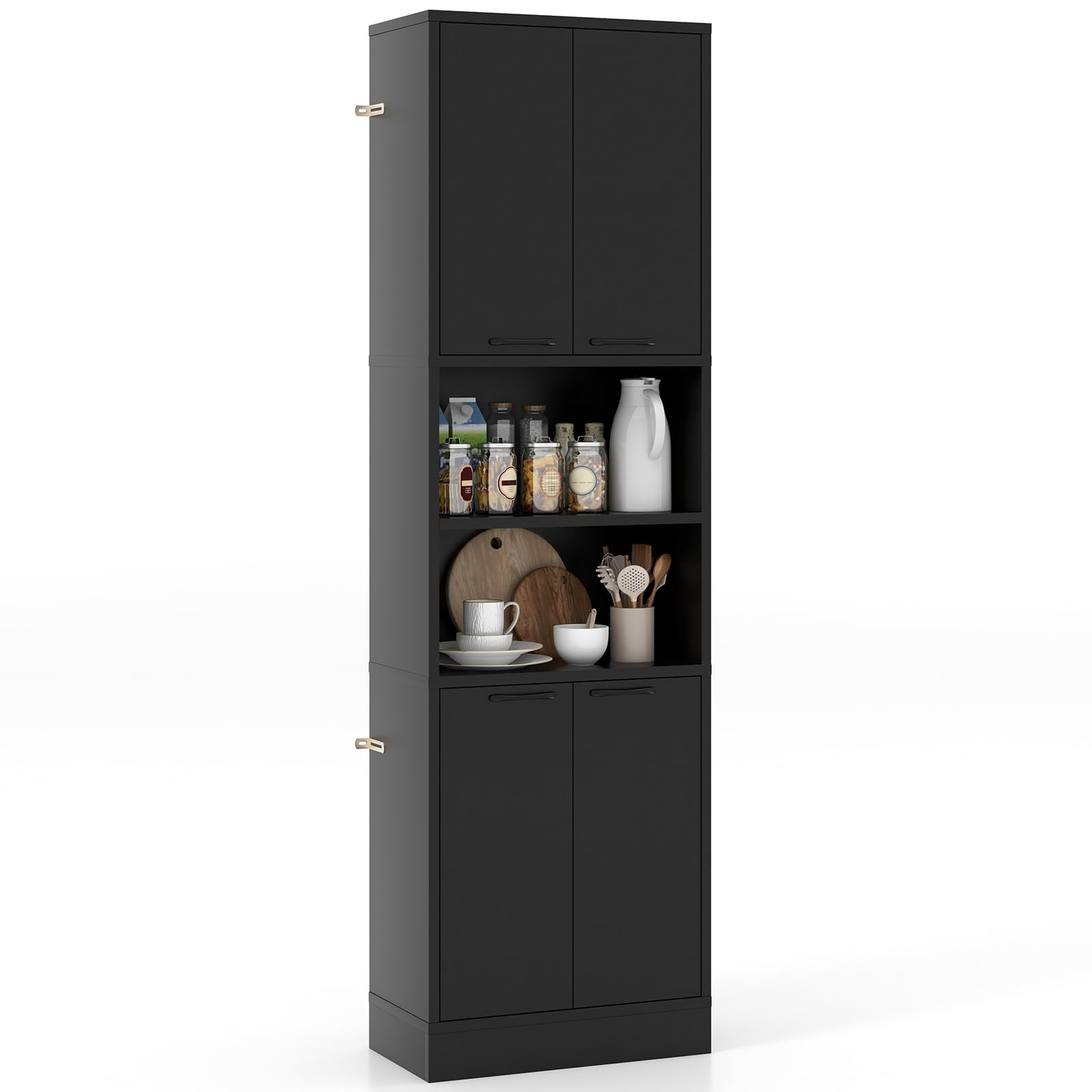 Giantex Kitchen Pantry Cabinet, 75” Tall Freestanding Cupboard with Doors & Shelves