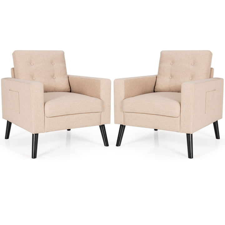 Giantex Modern Accent Chair, Mid-Century Upholstered Armchair Club Chair