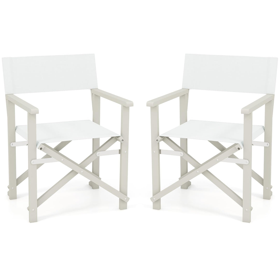 Giantex Set  Folding Director Chairs, Lightweight Patio Camping Chair with Acacia Wood Frame & Oxford Fabric Seat