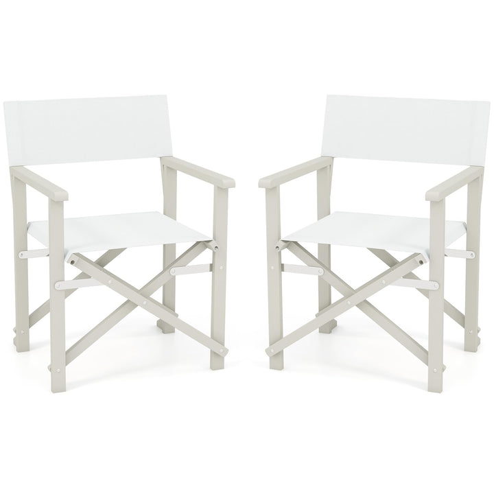 Giantex Set  Folding Director Chairs, Lightweight Patio Camping Chair with Acacia Wood Frame & Oxford Fabric Seat