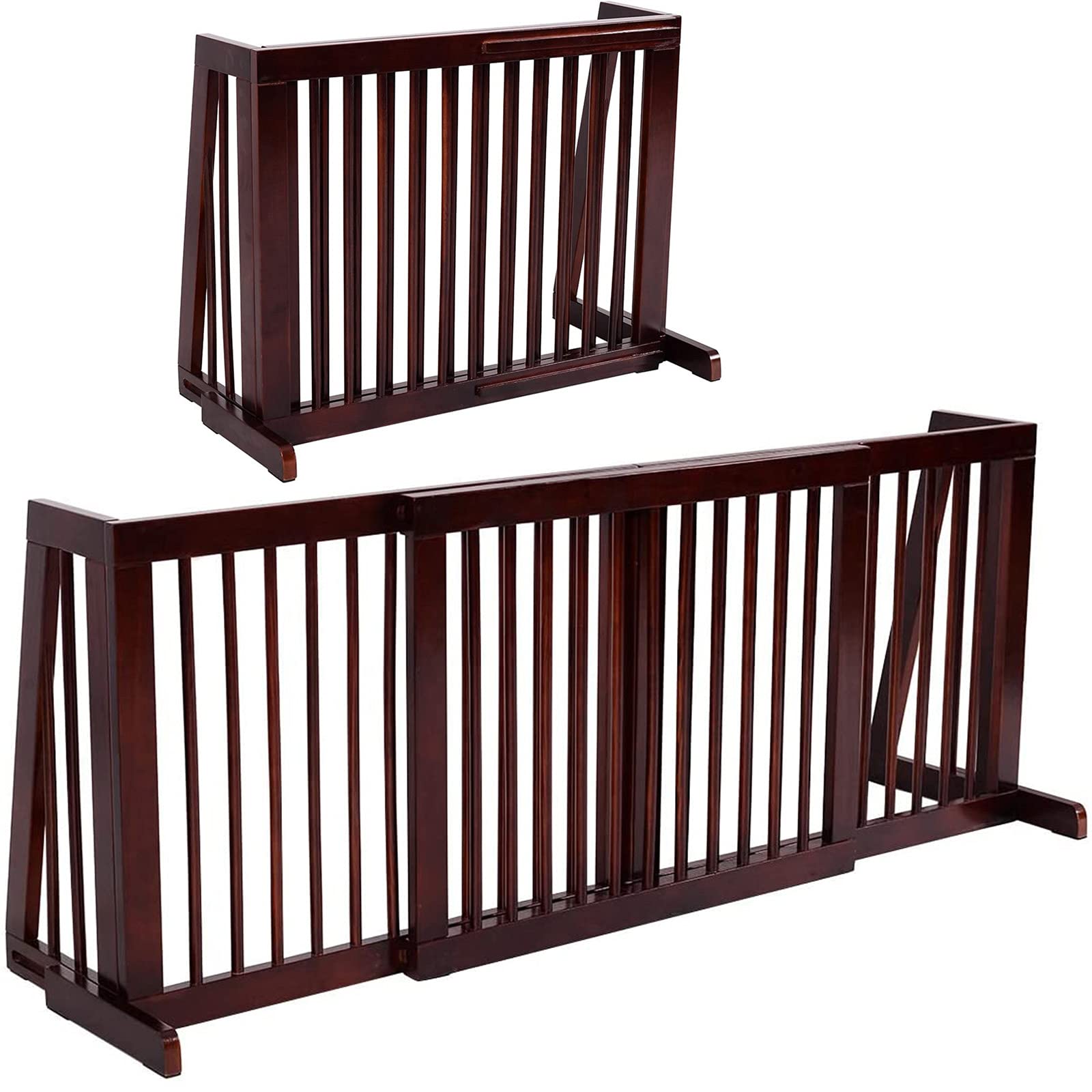 Adjustable Freestanding Pet Gate Step Over Fence - Giantex