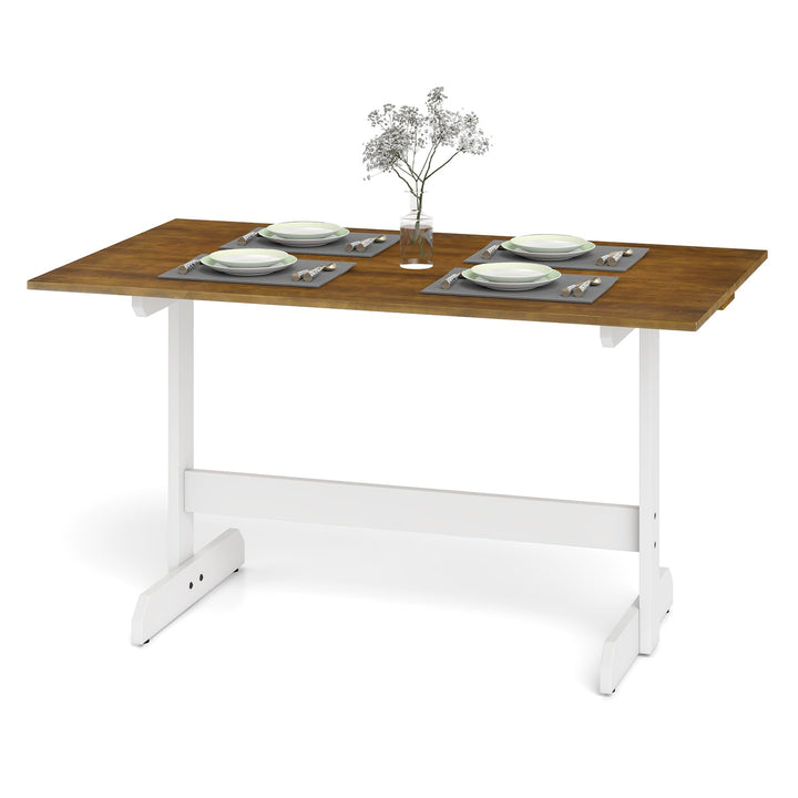 Giantex 55-Inches Farmhouse Kitchen Table with H-Shaped Rubber Wood Leg