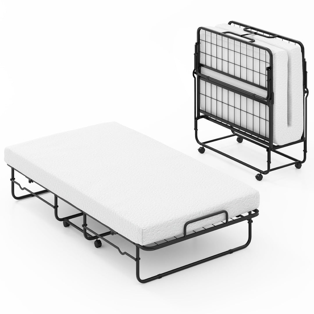 Giantex Folding Bed with 5-Inch Mattress 75" x 38" Twin Size Foldable Guest Bed