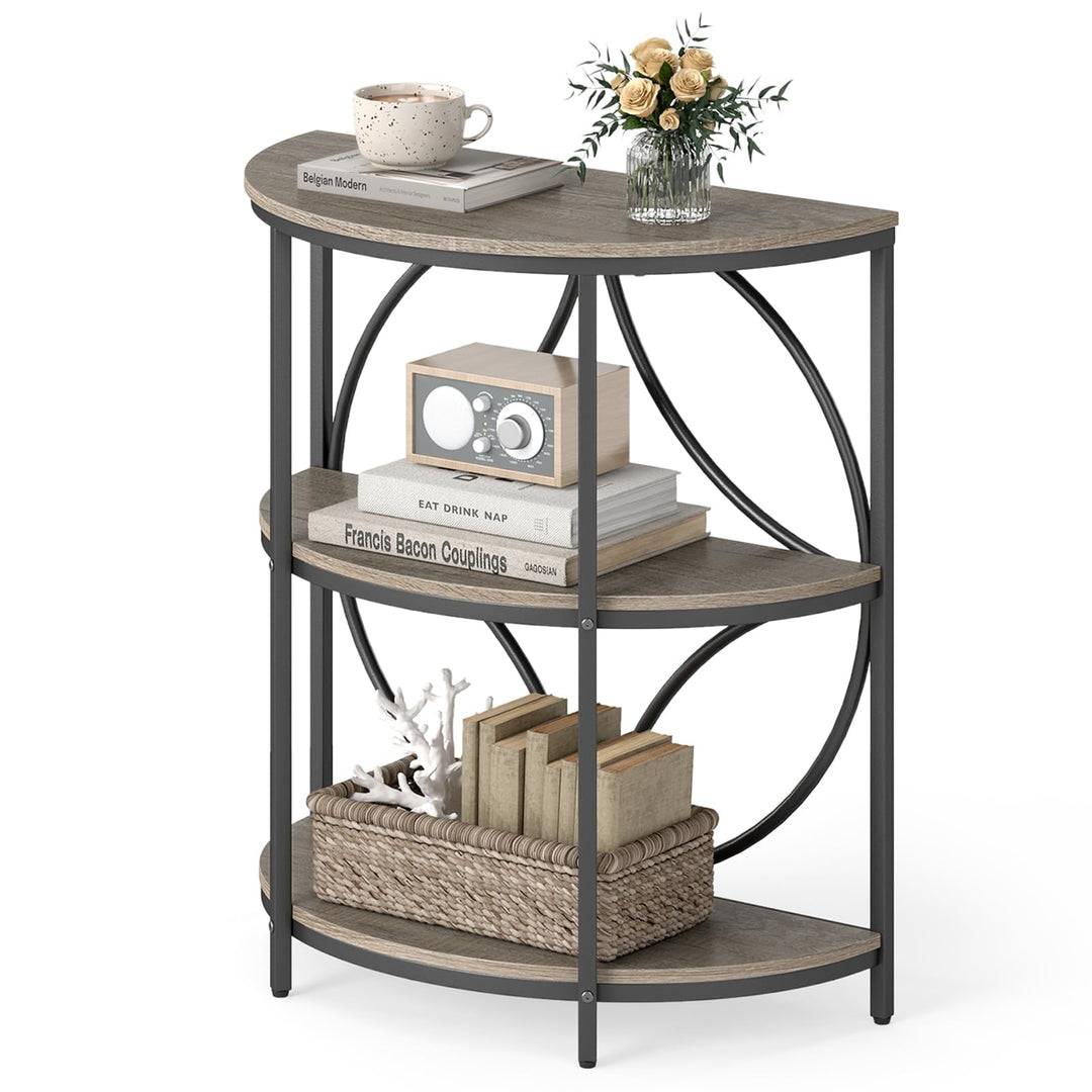 Giantex Half Round End Table 3-Tier Narrow Side Table(1/2)
