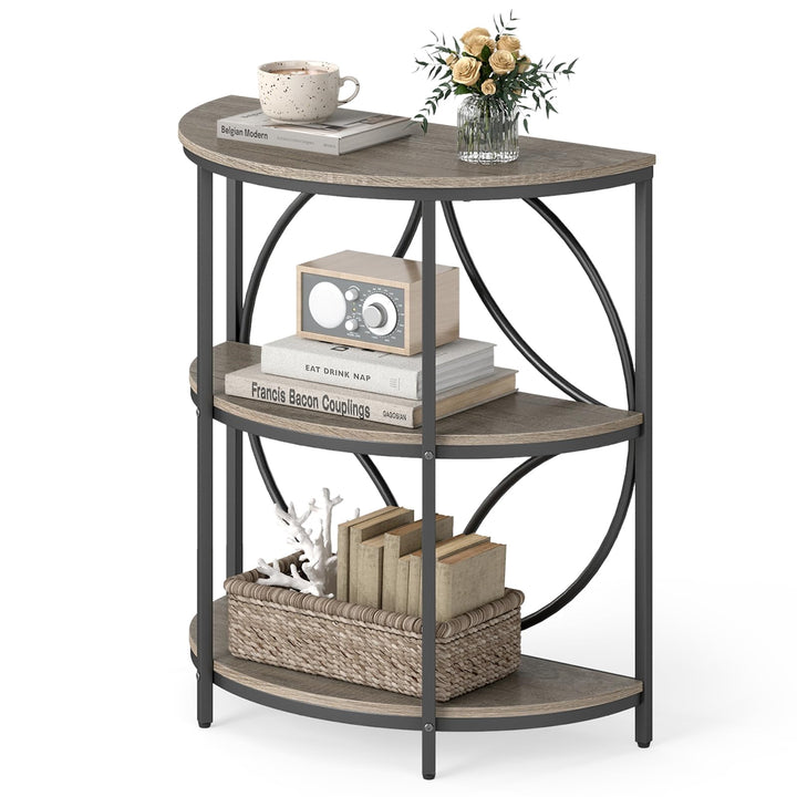 Giantex Half Round End Table 3-Tier Narrow Side Table(1/2)