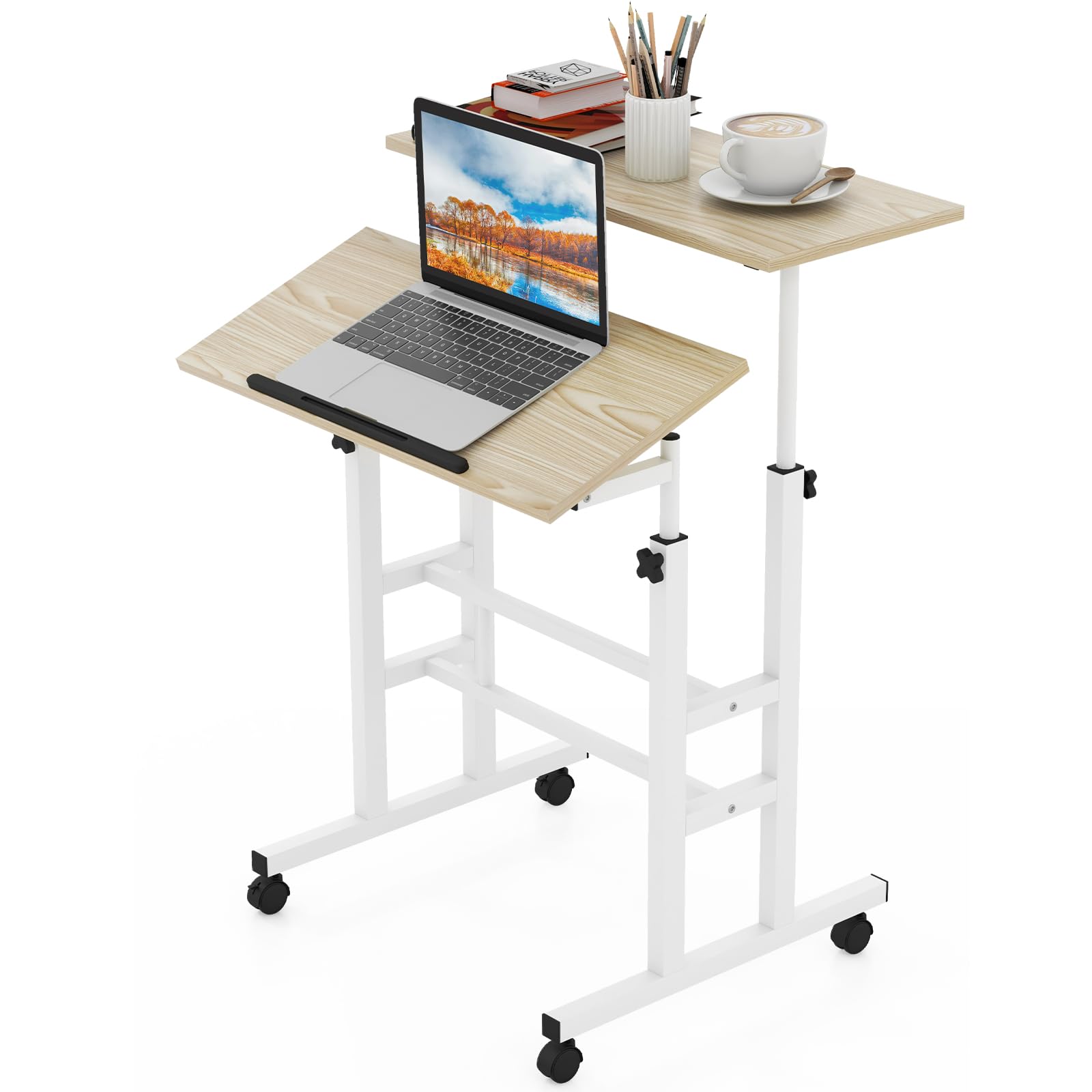 Giantex Mobile Stand up Desk, Height Adjustable, 24"D x 22"W x 49"H