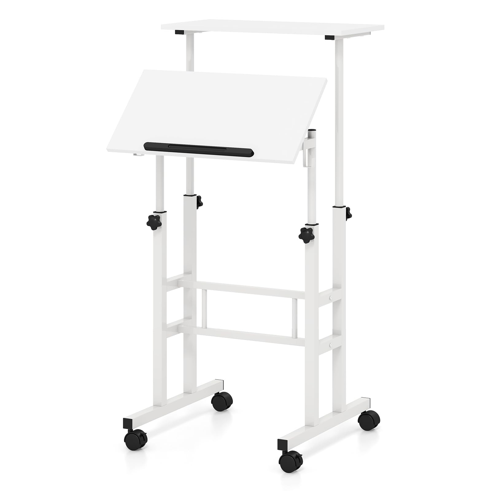 Giantex Mobile Stand up Desk, Height Adjustable, 24"D x 22"W x 49"H