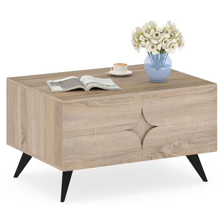 Giantex Farmhouse Accent Modern Coffee Table with Storage for Living Room Bedroom