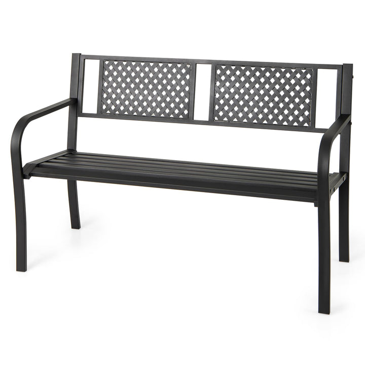 Giantex Metal Outdoor Bench Slatted Seat for 2-3 Persons (50"×23"×32")