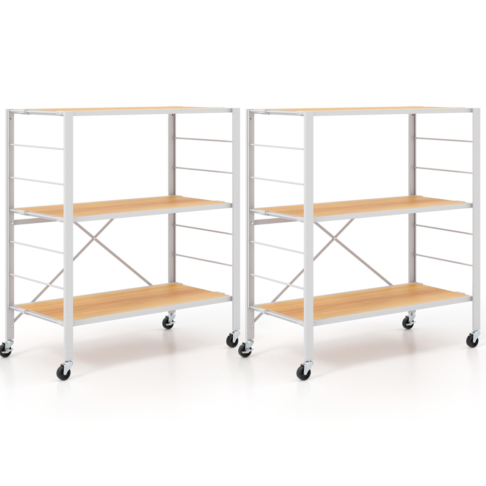 Giantex Folding Bookshelf with Wheels