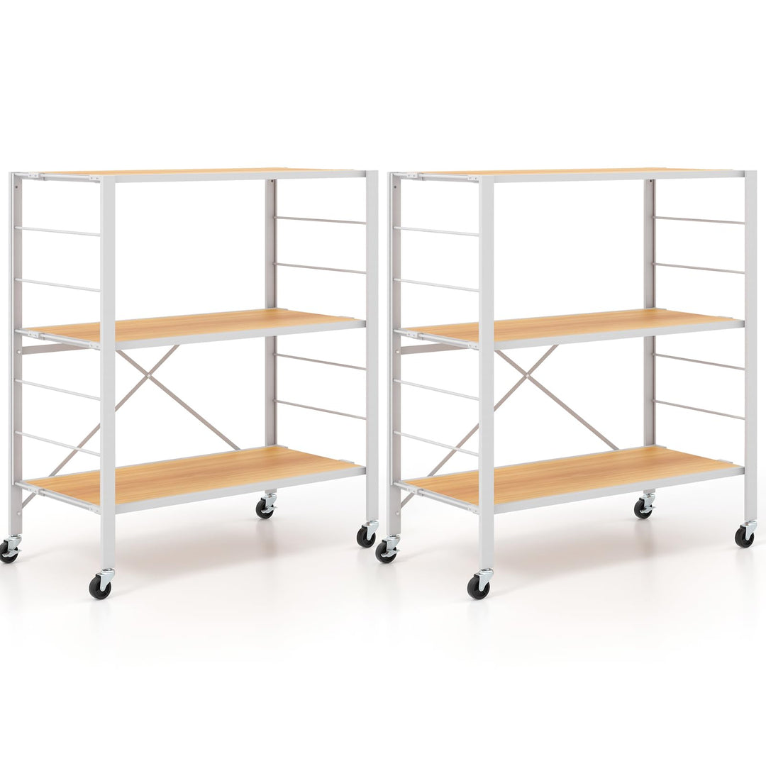 Giantex Folding Bookshelf with Wheels