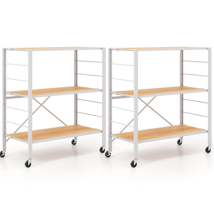 Giantex Folding Bookshelf with Wheels