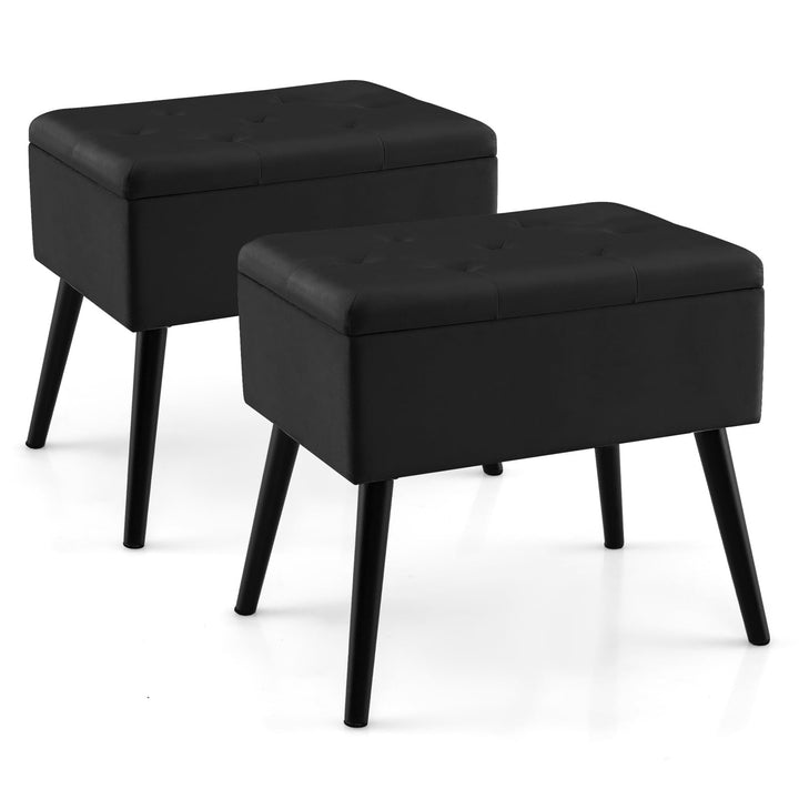 Giantex 20" Ottoman with Storage - Set of 1/2 Makeup Vanity Bench with Flip Top Storage