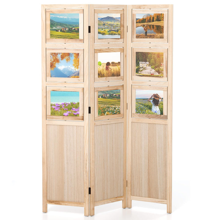 Giantex 3 Panel Room Divider with 9 Rotating Picture Frames