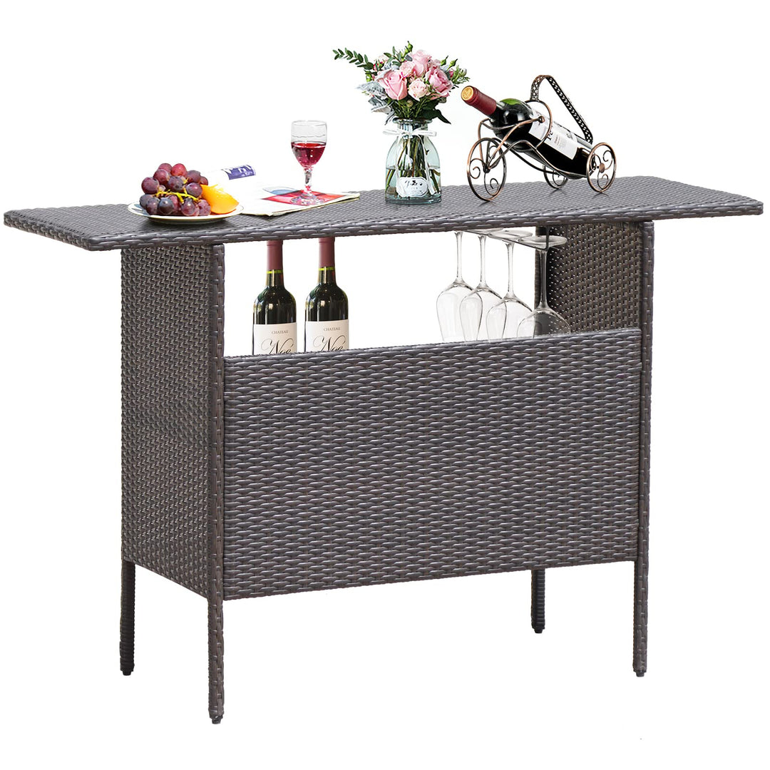 Outdoor Patio Rattan Wicker Bar Counter Table