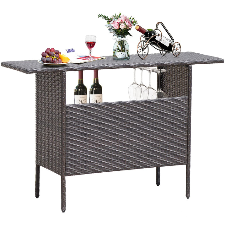Outdoor Patio Rattan Wicker Bar Counter Table