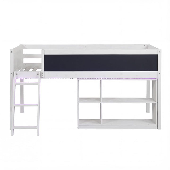 Giantex Low Loft Bed with LED Lights for Girls Boys