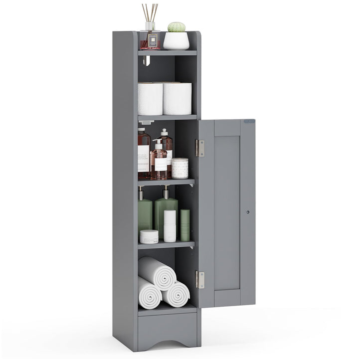 Giantex Small Bathroom Storage Cabinet Corner Floor Cabinet with Door & Adjustable Shelves