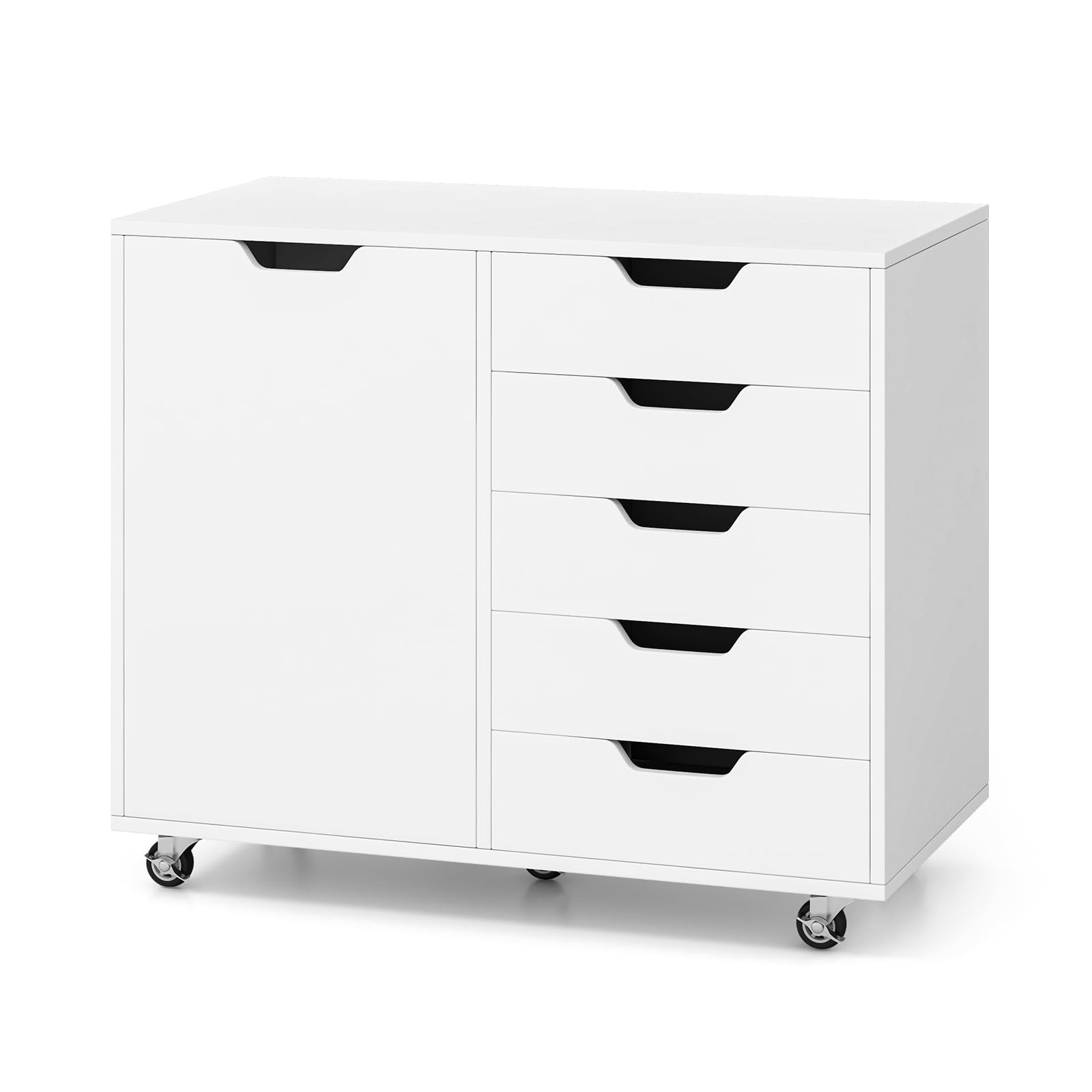 Giantex Lateral File Cabinet with Shelves - 5 Drawer Office Cabinet, White