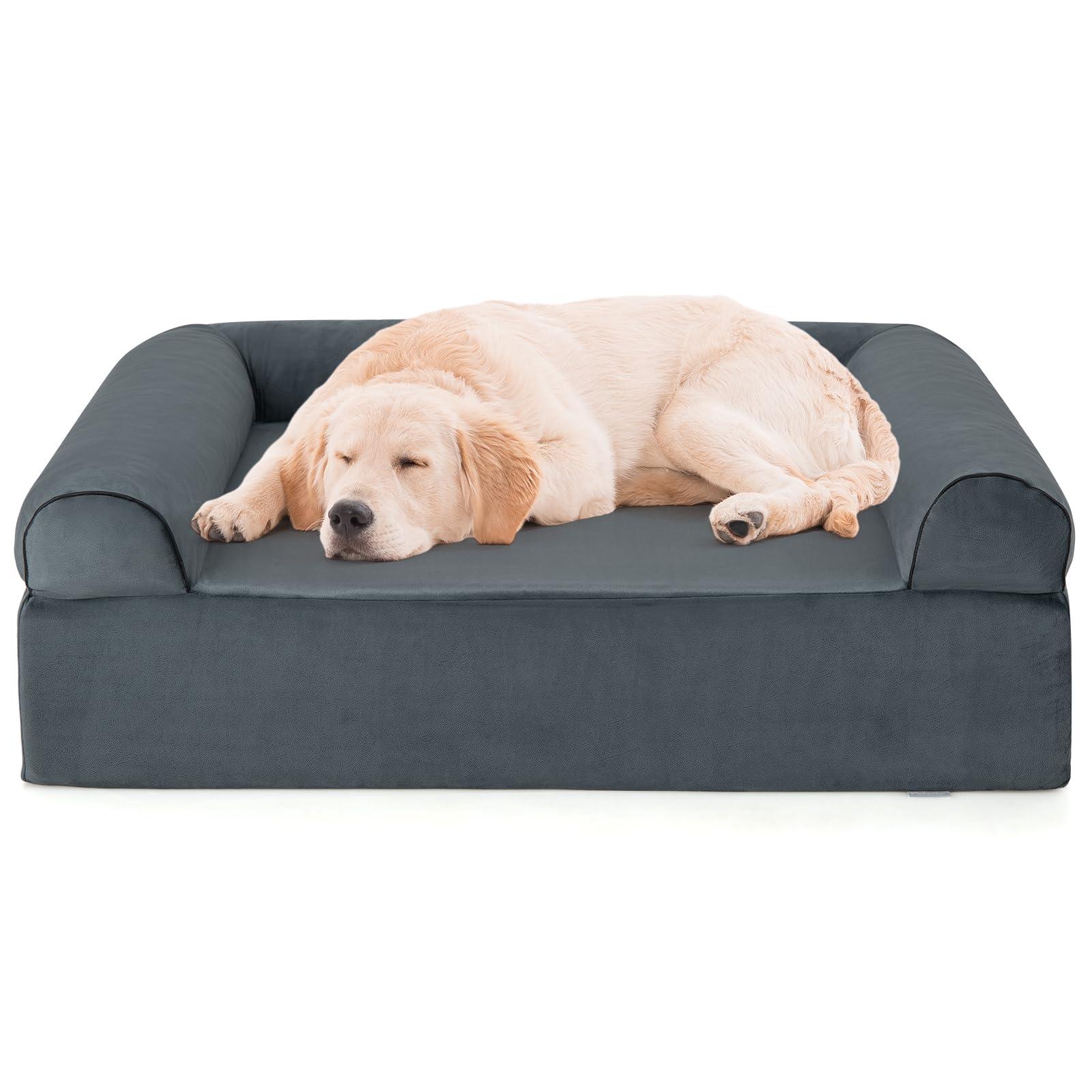 Giantex Cooling Gel Dog Bed for Large Dogs, 40" L Memory Foam Dog Sofa Bed with Washable Cover