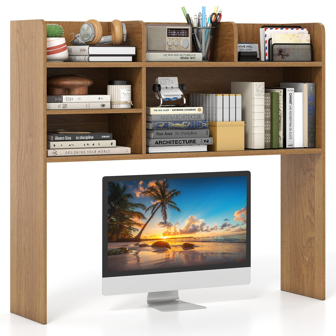 Giantex Desktop Bookshelf, 37" Desk Hutch Dorm for Computer Up to 32 Inch