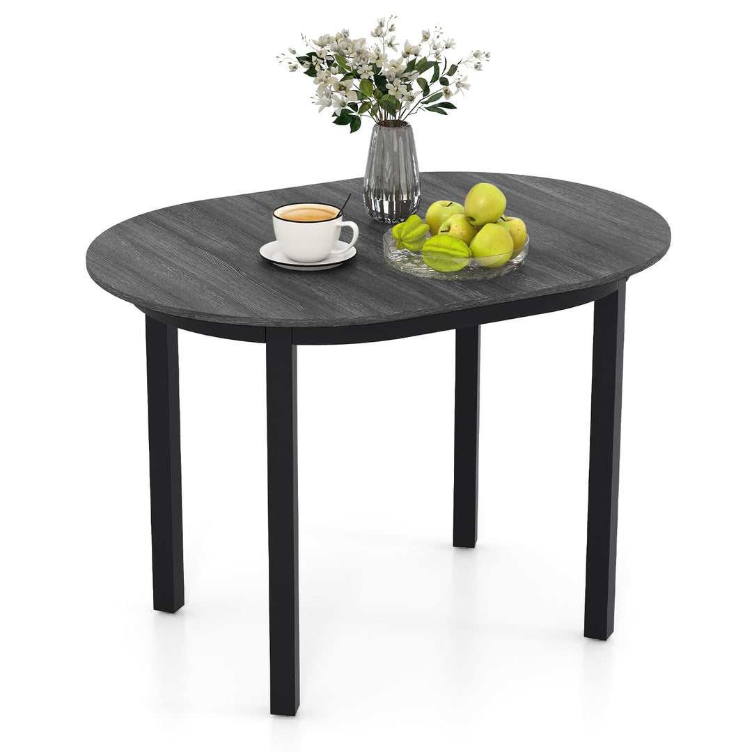 43" Wooden Dining Table for 2-4 People, Oval Kitchen Table w/Rubber Wood Legs
