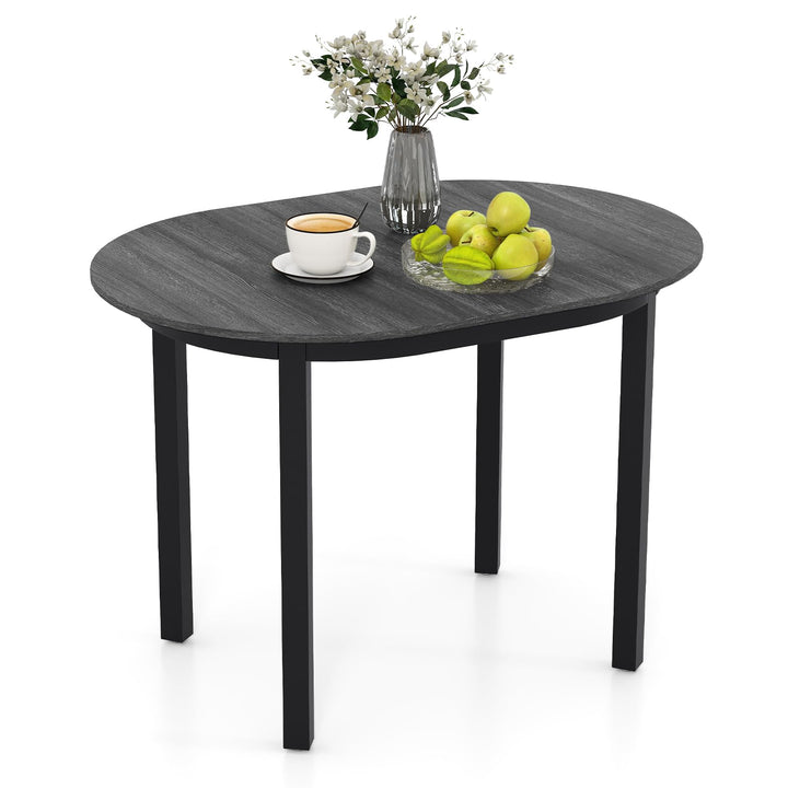 43" Wooden Dining Table for 2-4 People, Oval Kitchen Table w/Rubber Wood Legs