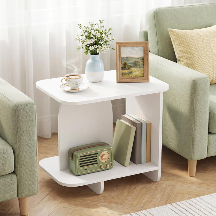 Giantex 2-Tier End Table with Open Storage Shelf
