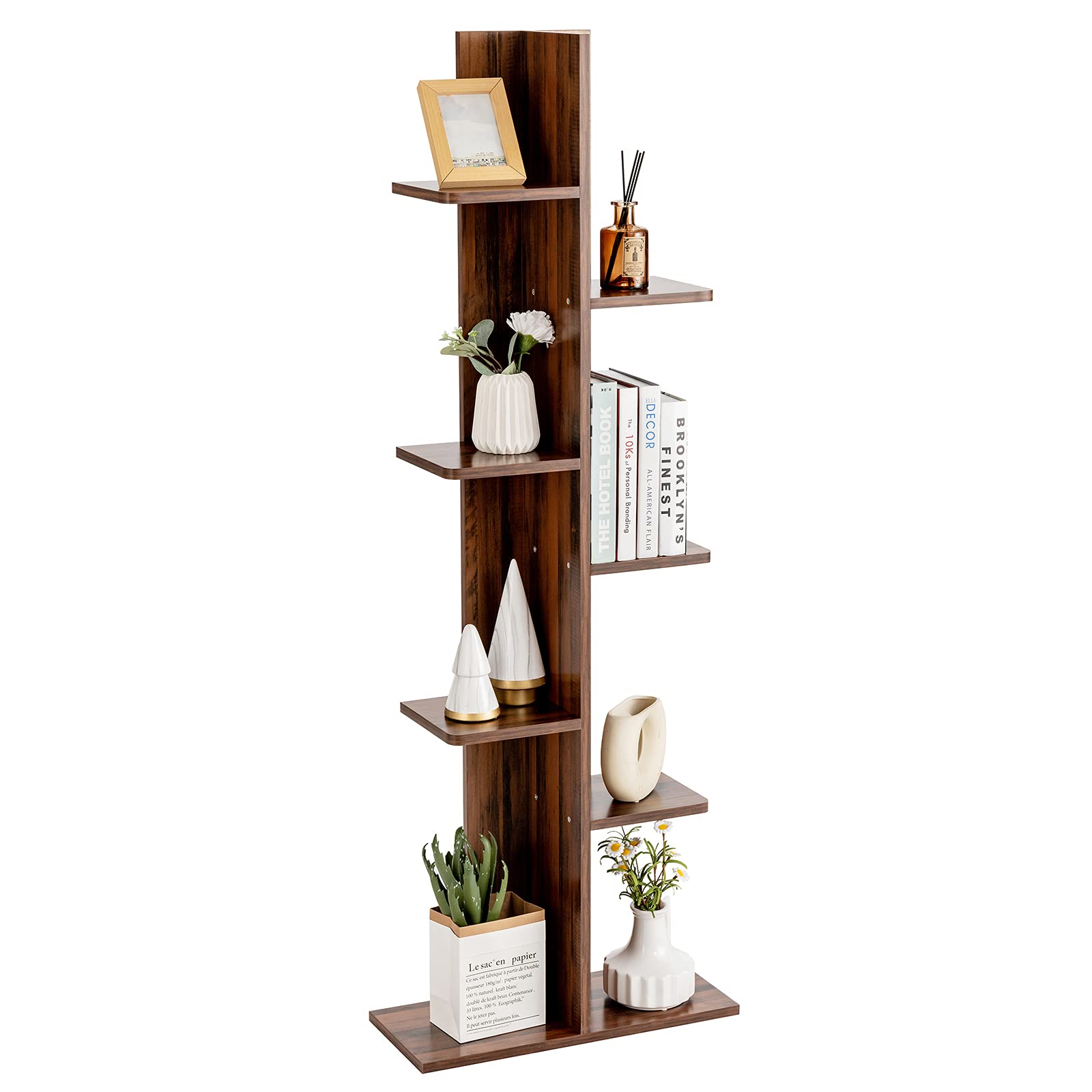 7-Tier Bookshelf, Multipurpose Storage Shelf 9.5 x 8 x 56 inches
