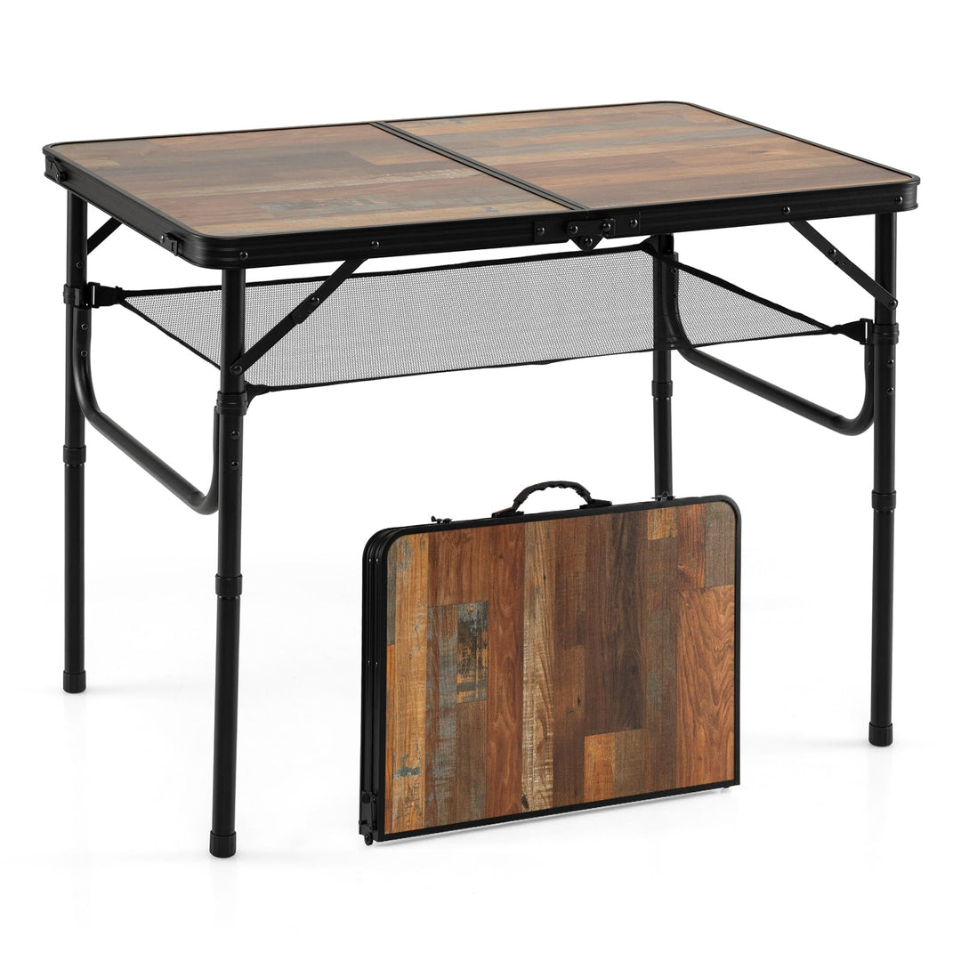 Giantex 3 FT Folding Camping Table Max 28" | Portable Aluminum Picnic Table with Adjustable Heights