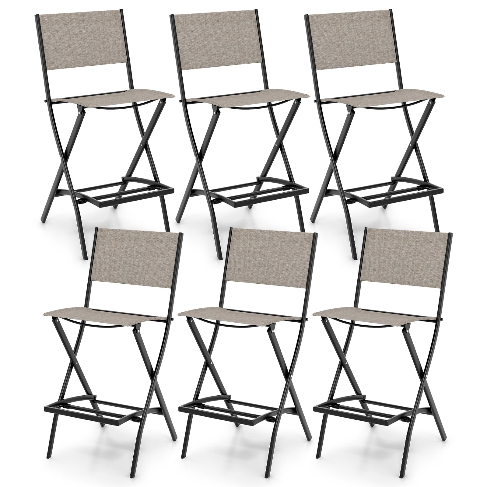 Giantex Folding Patio Bar Chairs Set of 6