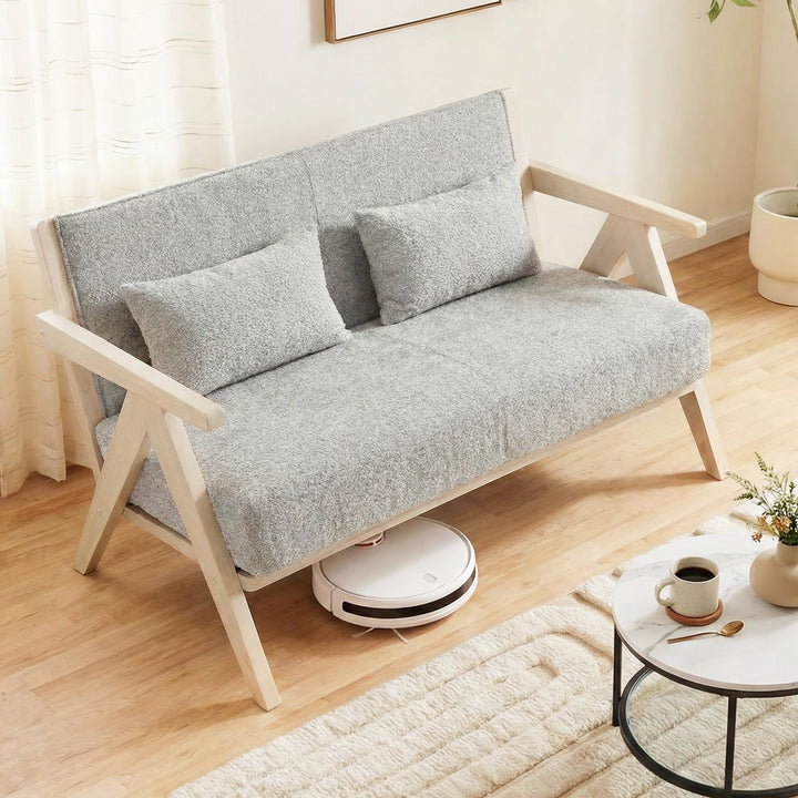 Giantex Loveseat Sofa with Throw Pillows for Small Spaces