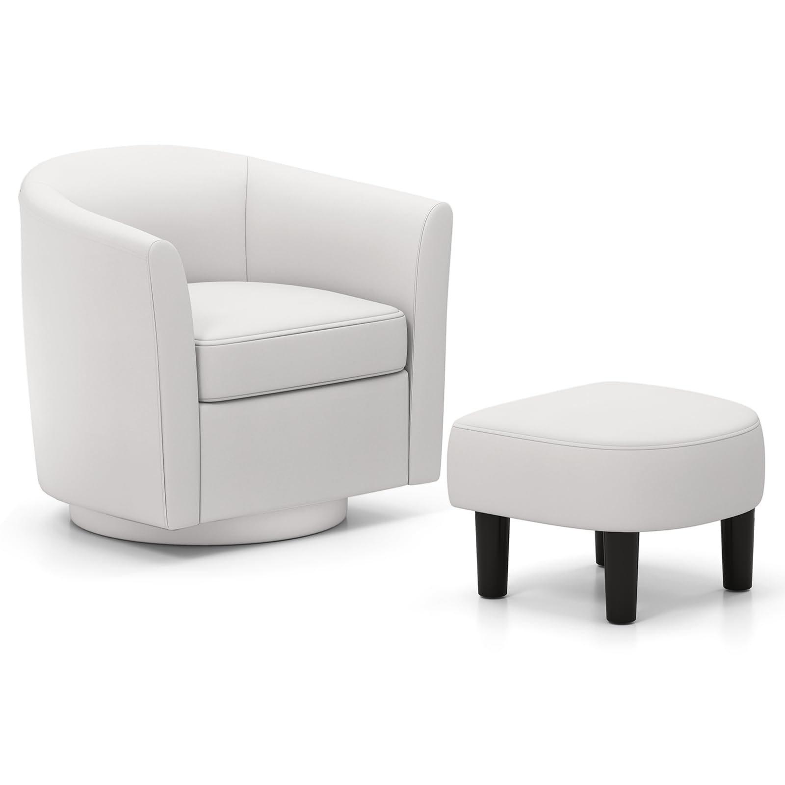 Giantex Swivel Accent Chair with Ottoman, Modern Barrel Club Chair w/Footrest