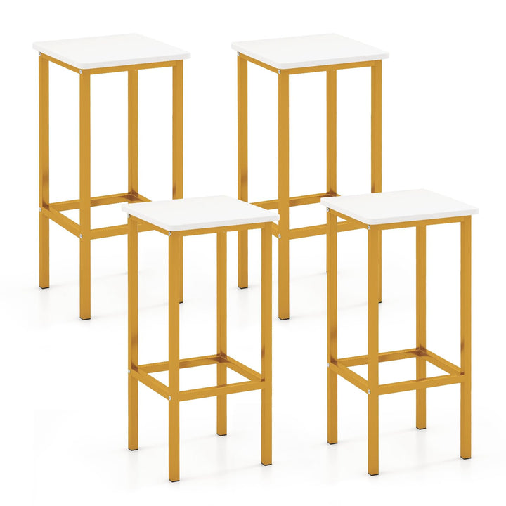 Giantex Bar Stools Set of 4, 26" Backless Barstools with Metal Legs & Footrest, Breakfast Bar Dining Chairs