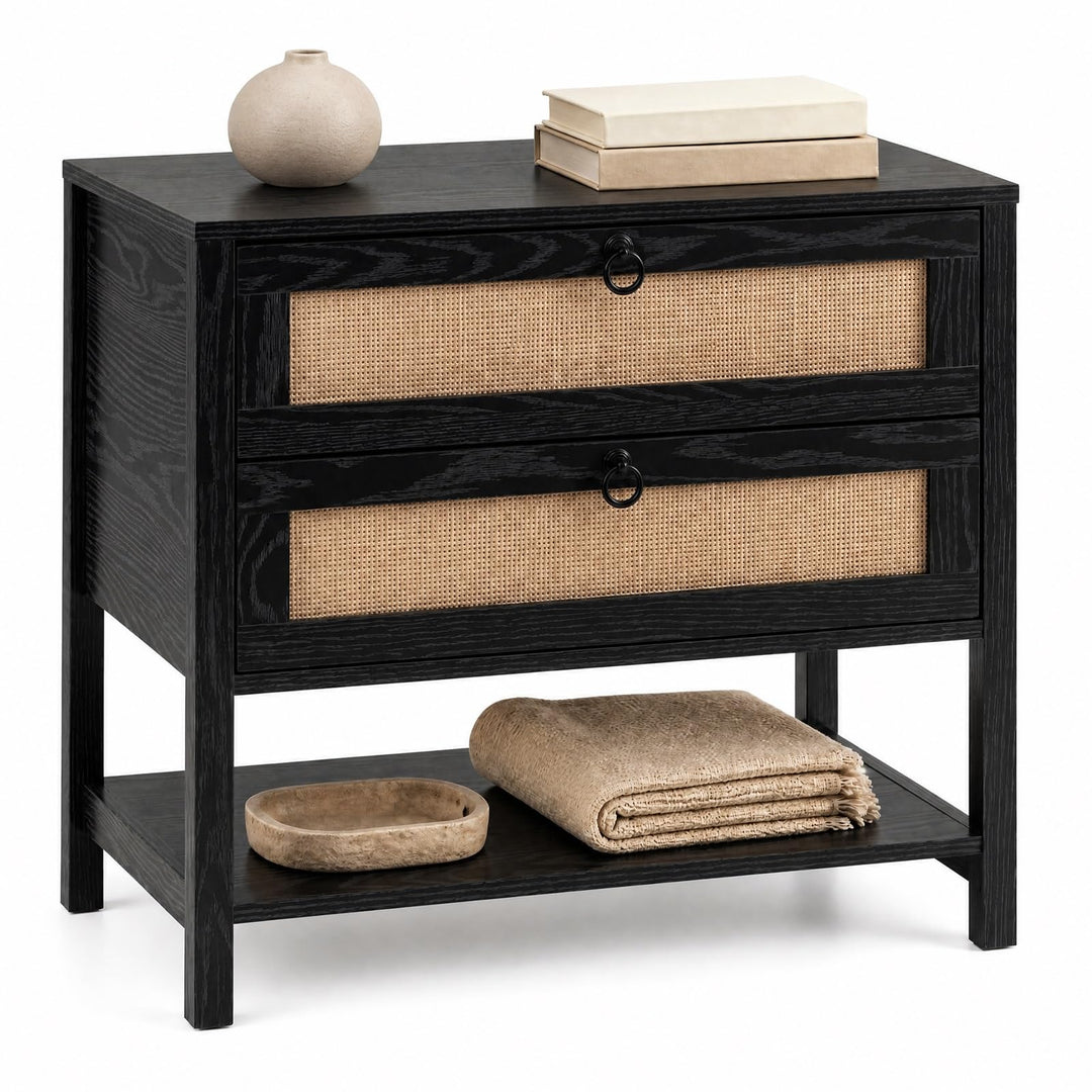 GIANTEX 27" Wide Rattan Nightstand with 2 Drawers (1/2)