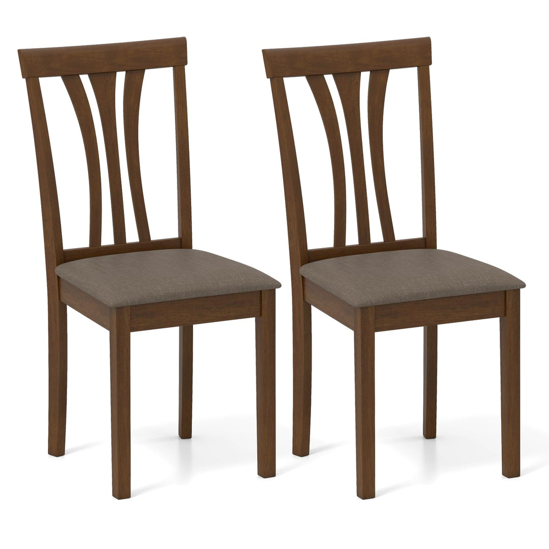 Giantex Wooden Dining Chairs Set of 2/4 Linen Fabric Upholstered Kitchen Armless Chair