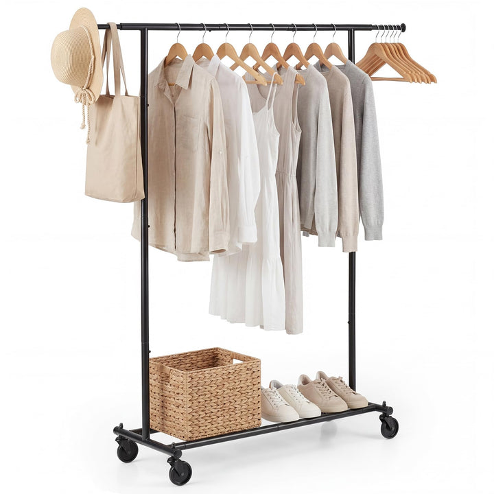 Giantex Extendable Heavy-Duty Rolling Clothing Rack with Wheels