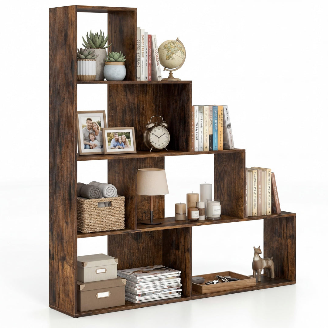 Giantex 6 Cube Geometric 4-Tier L-Shaped Bookcase with Cubes (1/2)