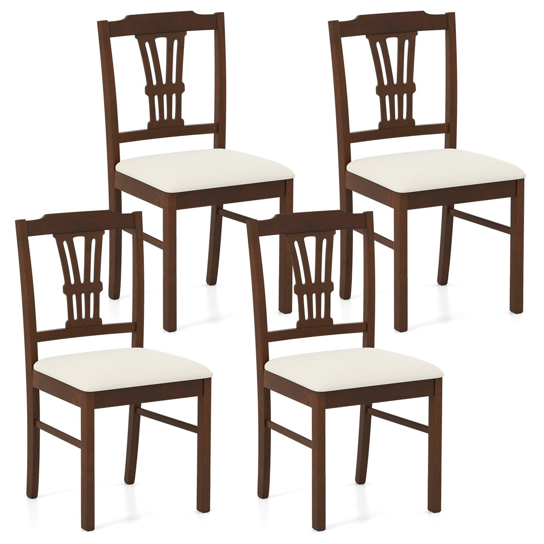Giantex Wooden Dining Chairs Set of 2/4 Upholstered Kitchen Chairs
