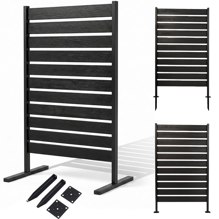 Giantex 37" W x 61" H Outdoor Privacy Fence Screen with Ground Stakes &amp; Base Feet (1/2)