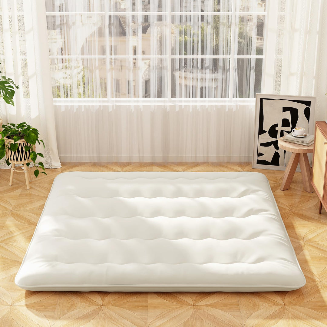 Giantex Japanese Floor Mattress, 4 Inch Futon Mattress with Washable Cover & Storage Bag