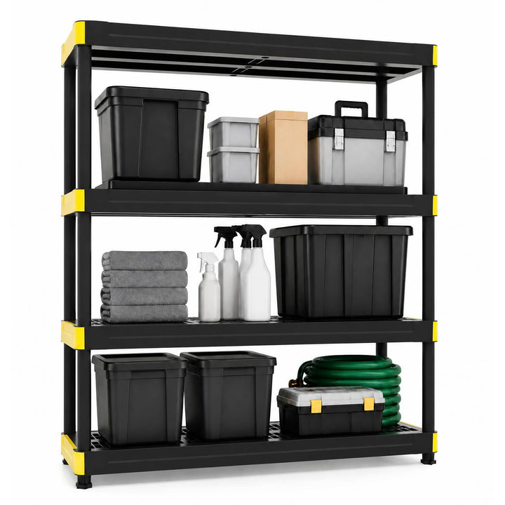 GIANTEX 4-Tier Plastic Storage Shelf with Anti-Tipping Kit &amp; Adjustable Feet