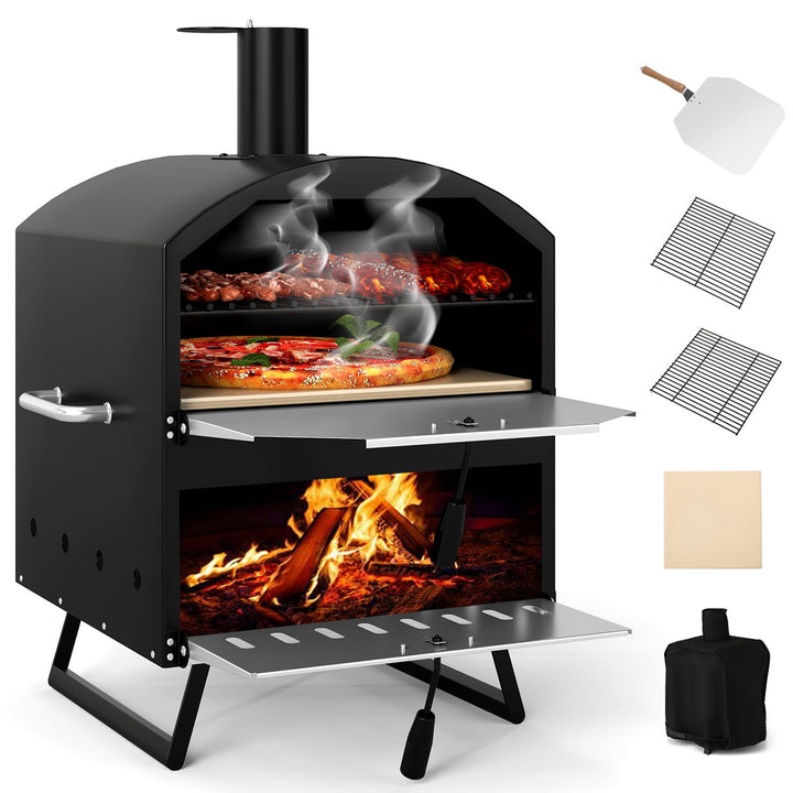 Giantex Wood Fired Outdoor Pizza Oven with 16-Inch Pizza Stone