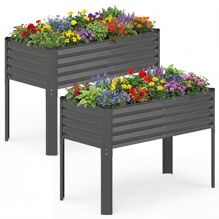 Giantex Galvanized Raised Garden Bed with Legs Set 1/2 46"x24"x31" Metal Elevated Planter Box