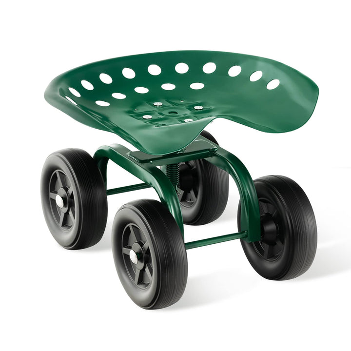 Giantex Garden Cart, Rolling Workseat with 4 Wheels, Garden Stool 360-degree Swivel Work Seat & Adjustable Heigh