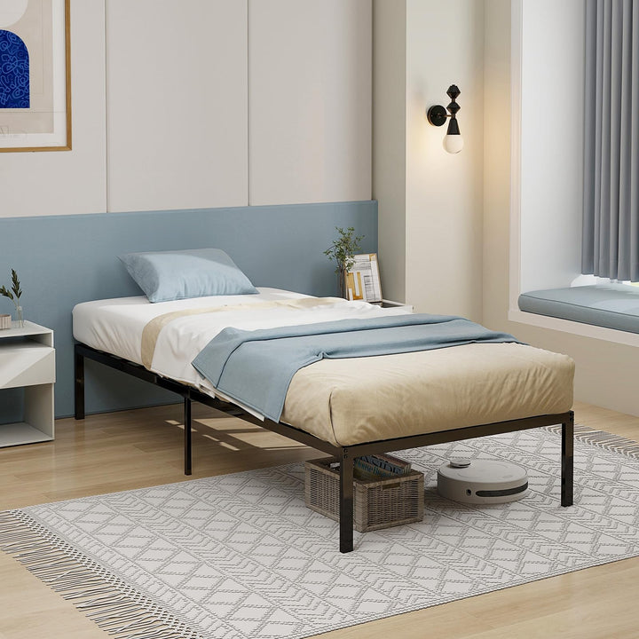 Giantex Twin Bed Frame, 14 Inch Metal Platform Bed with Under Bed Storage Space, Heavy-Duty Steel Slat Mattress Foundation