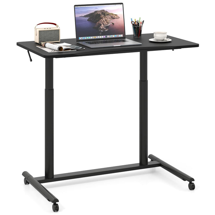Giantex Mobile Standing Desk Height Adjustable Computer Desk with Wheels & Aluminum Frame