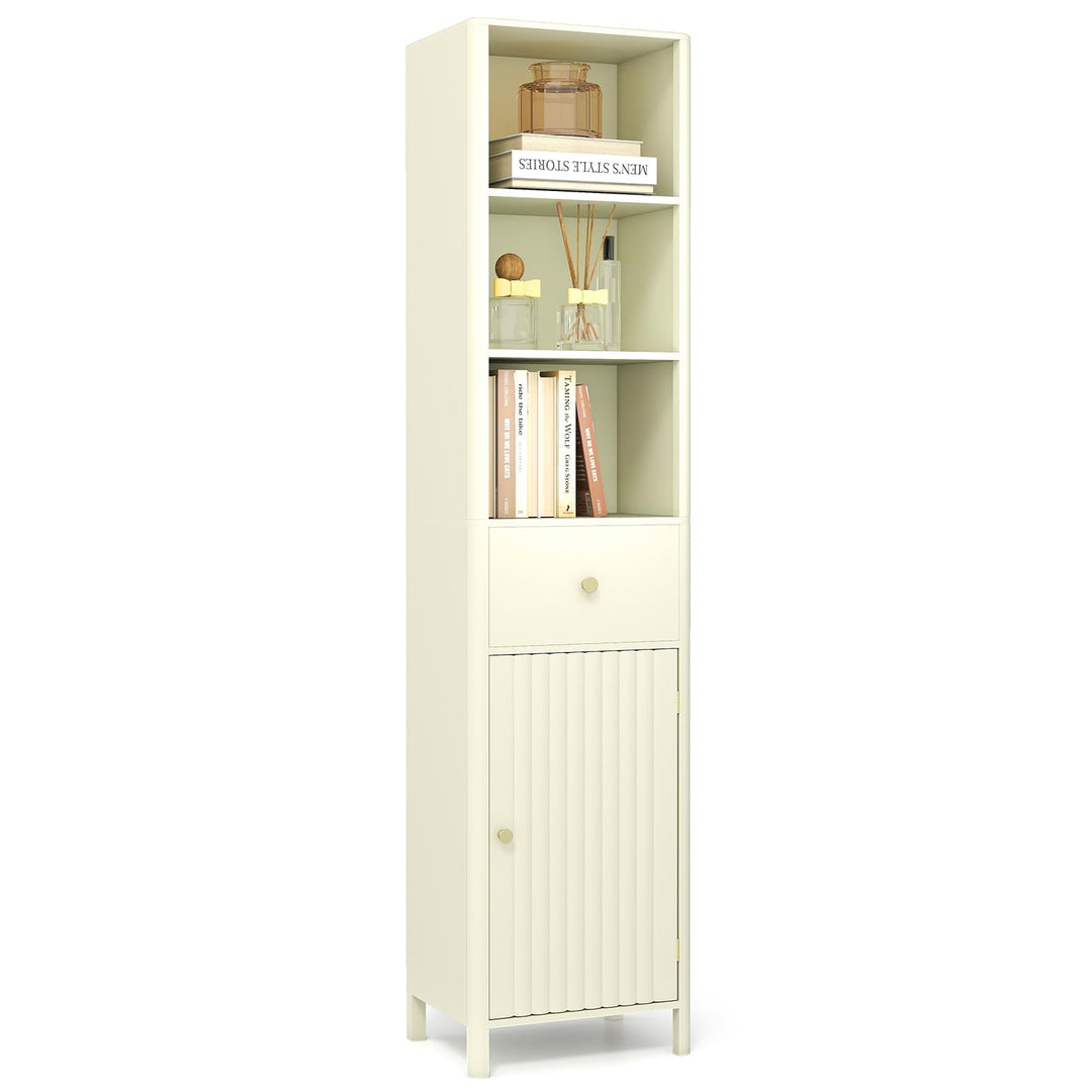 Giantex 67 Inch Tall Bathroom Cabinet, Narrow Floor Cabinet with Fluted Door